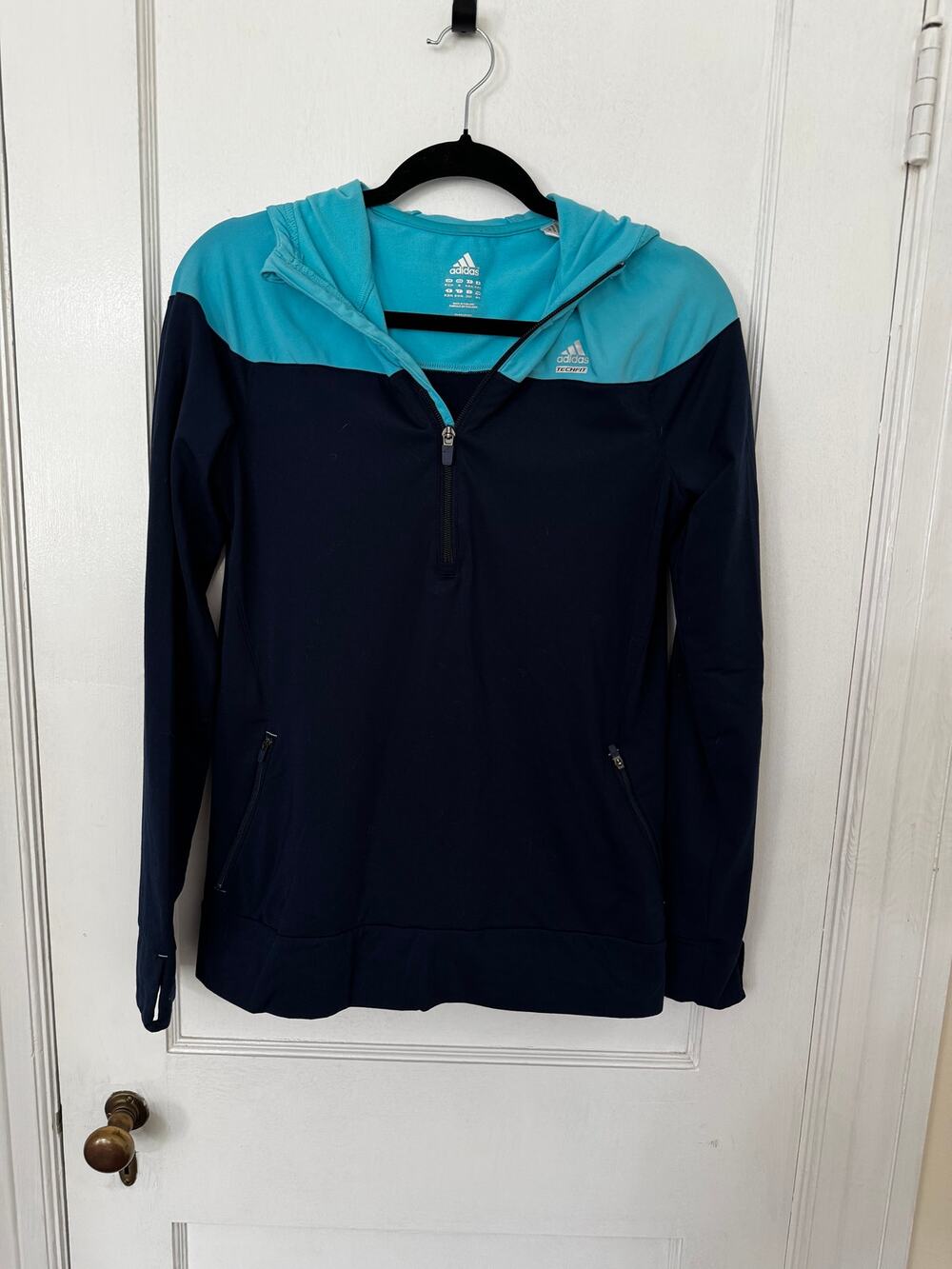 Vintage Adidas Blue Quarter Zip Athletic Jacket